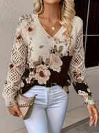 Women's Bohemian 3D Floral & Animal Print Sweater
