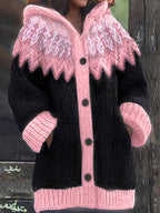 Women'S Casual Patchwork Hooded Cardigan