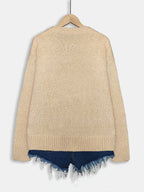 Women's Sweater - Pink & Brown Color Block Pullover, Cozy Fall/Winter Sweater