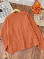 Women's Christmas Cat & Wine Print  Cozy Coral Pink Pullover with Tabby Cat Sweater