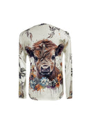 Vibrant Cow Print Long Sleeve Crew Neck T-Shirt