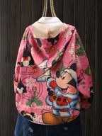 Christmas Mickey Mouse Santa Style Snowflake Pattern Reindeer Bell Letter Cardigan