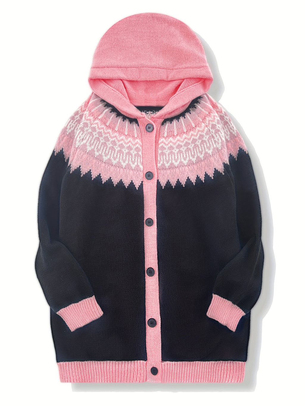 Women'S Casual Patchwork Hooded Cardigan