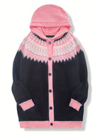 Women'S Casual Patchwork Hooded Cardigan