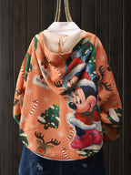 Christmas Style Mickey Mouse Christmas Tree Snowflake Picture Elk Pattern Cardigan
