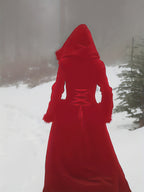 Victorian Winter Coat with Faux Fur Trim - Long Sleeve Corset-Inspired Bodice & Flared Hem Thick Warm Fabric Punk-Style Winter Outerwear