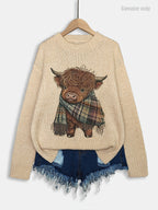 Women's Sweater - Pink & Brown Color Block Pullover, Cozy Fall/Winter Sweater