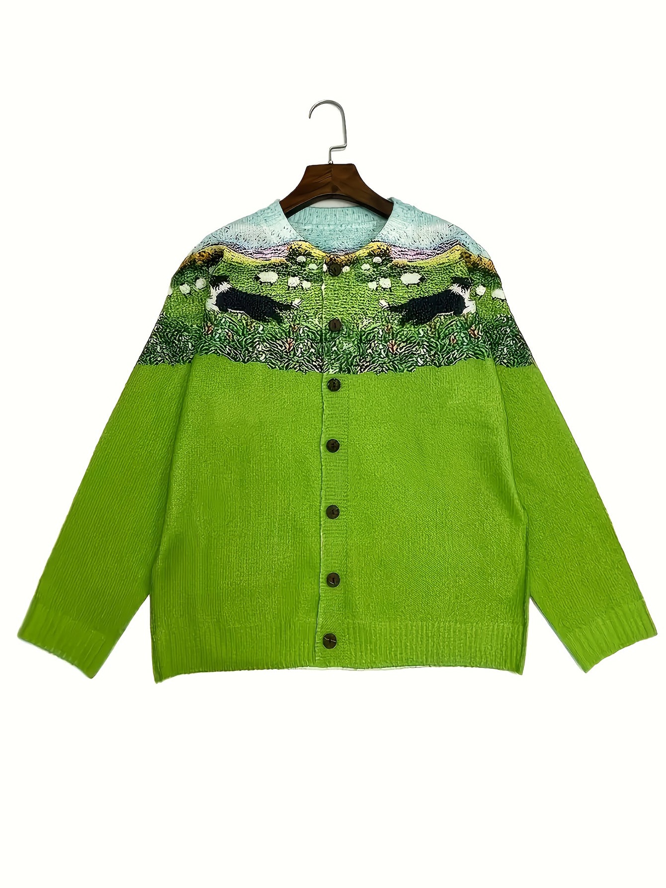 Women's Sweater  Rural pastoral 3D Floral Print Loose Fit Longline Coat-like Design Cardigan