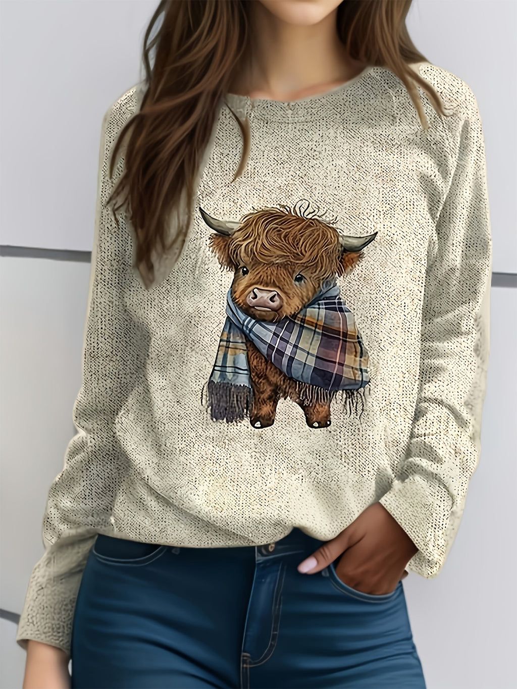 Women's Casual Cozy Long Sleeve Round Neck T-Shirt