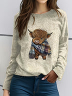 Women's Casual Cozy Long Sleeve Round Neck T-Shirt