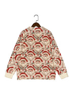 Women' S Embroidered Design Festive Santa Claus Cardigan