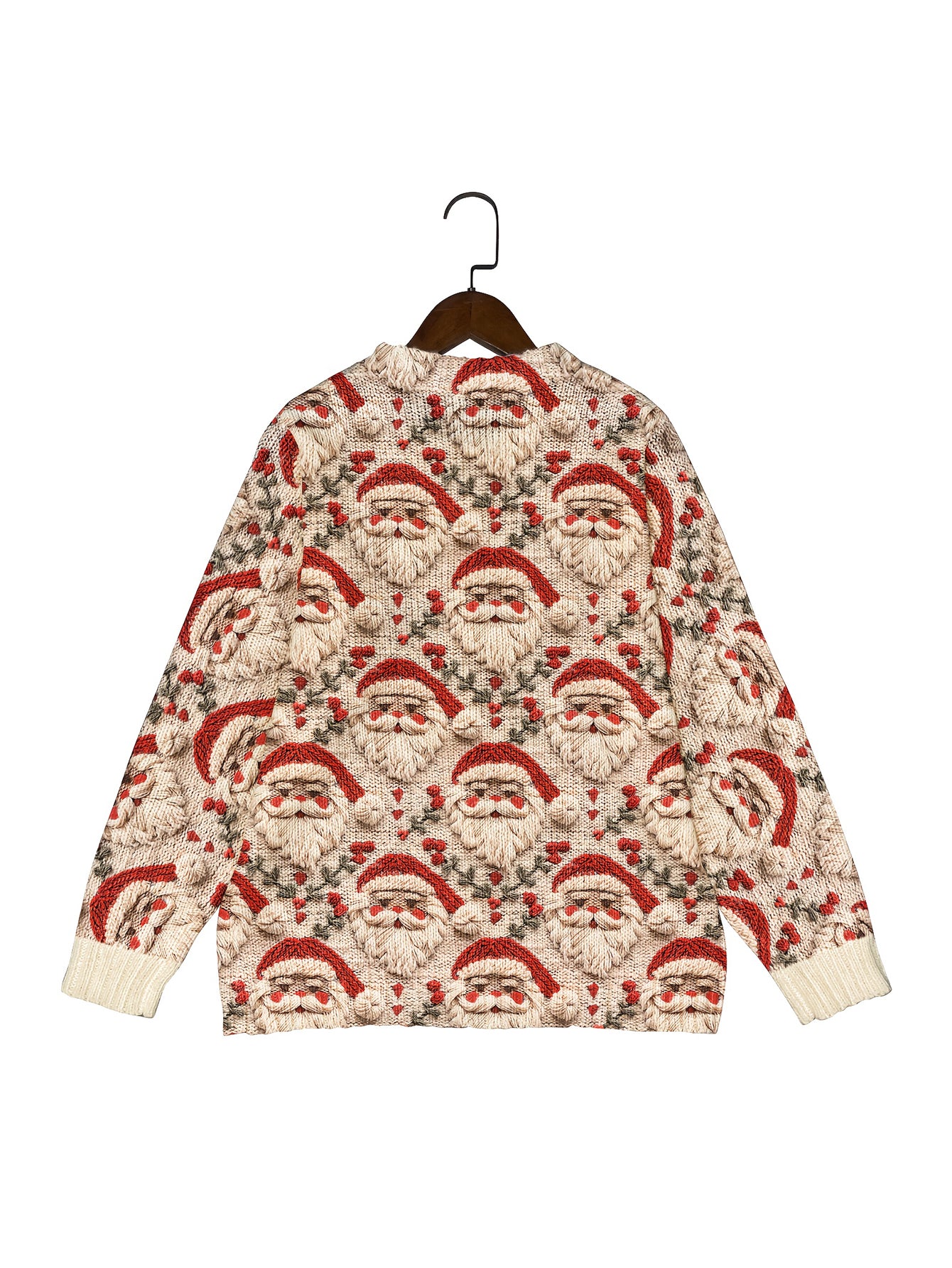 Women' S Embroidered Design Festive Santa Claus Cardigan