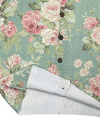 Women's  Fashion Lightweight Button-Front Sweater with All-Over Multicolor Floral Pattern Round Neck  Cardigan