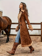 Women'S Western Vintage Plush Trench Coat