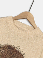 Women's Sweater - Pink & Brown Color Block Pullover, Cozy Fall/Winter Sweater