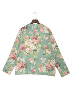 Women's  Fashion Lightweight Button-Front Sweater with All-Over Multicolor Floral Pattern Round Neck  Cardigan