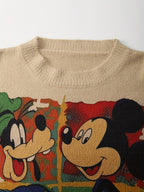 Casual Round Neck Long SleeveMickey Mouse Donald Duck Pluto Cartoon Letter Pattern Sweater