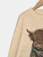 Women's Sweater - Pink & Brown Color Block Pullover, Cozy Fall/Winter Sweater