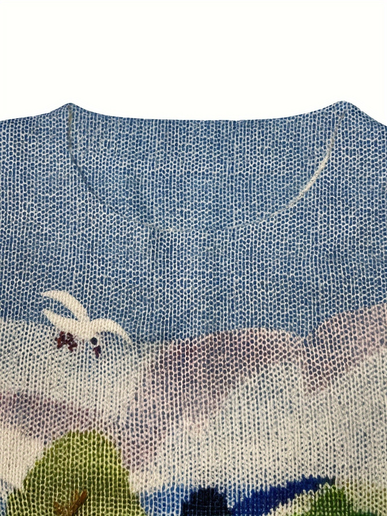 All-Over Print Pixel Animation Style Pattern Thin, Casual Crew Neck Long Sleeve Sweater