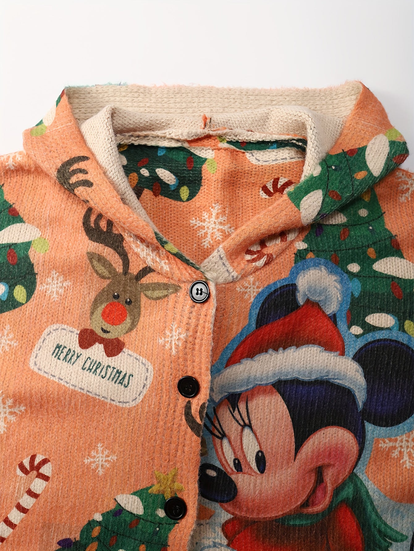 Christmas Style Mickey Mouse Christmas Tree Snowflake Picture Elk Pattern Cardigan