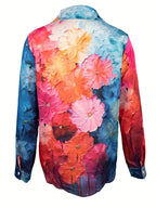 Contrasting elegant long-sleeved lapel floral print shirt Random shipment