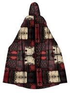 Plaid Print Patchwork Hooded Casual Cloak
