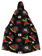 Love Rose Skull Print Hooded Cape