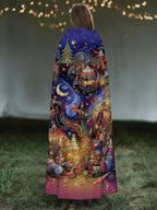 Psychedelic Night Scene City Print Cape