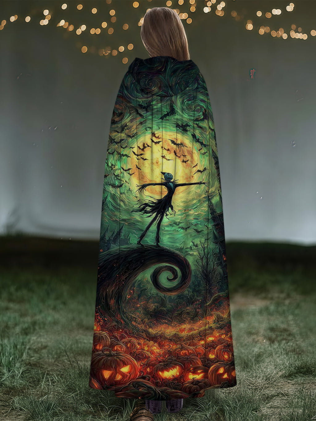 Pumpkin Wizard Print Party Cape