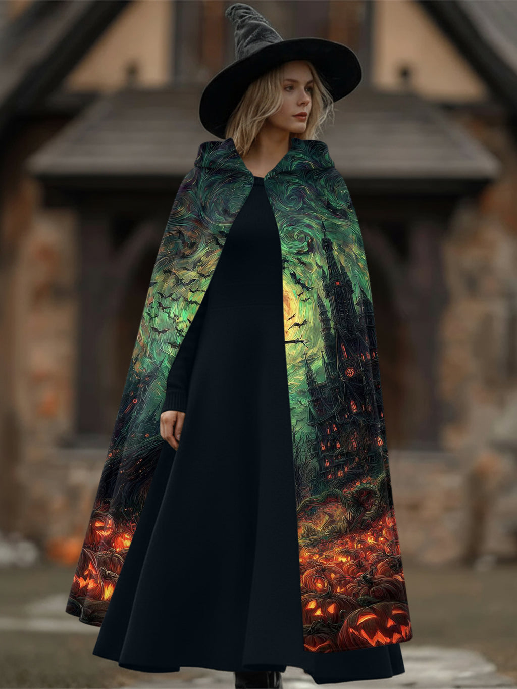 Pumpkin Wizard Print Party Cape