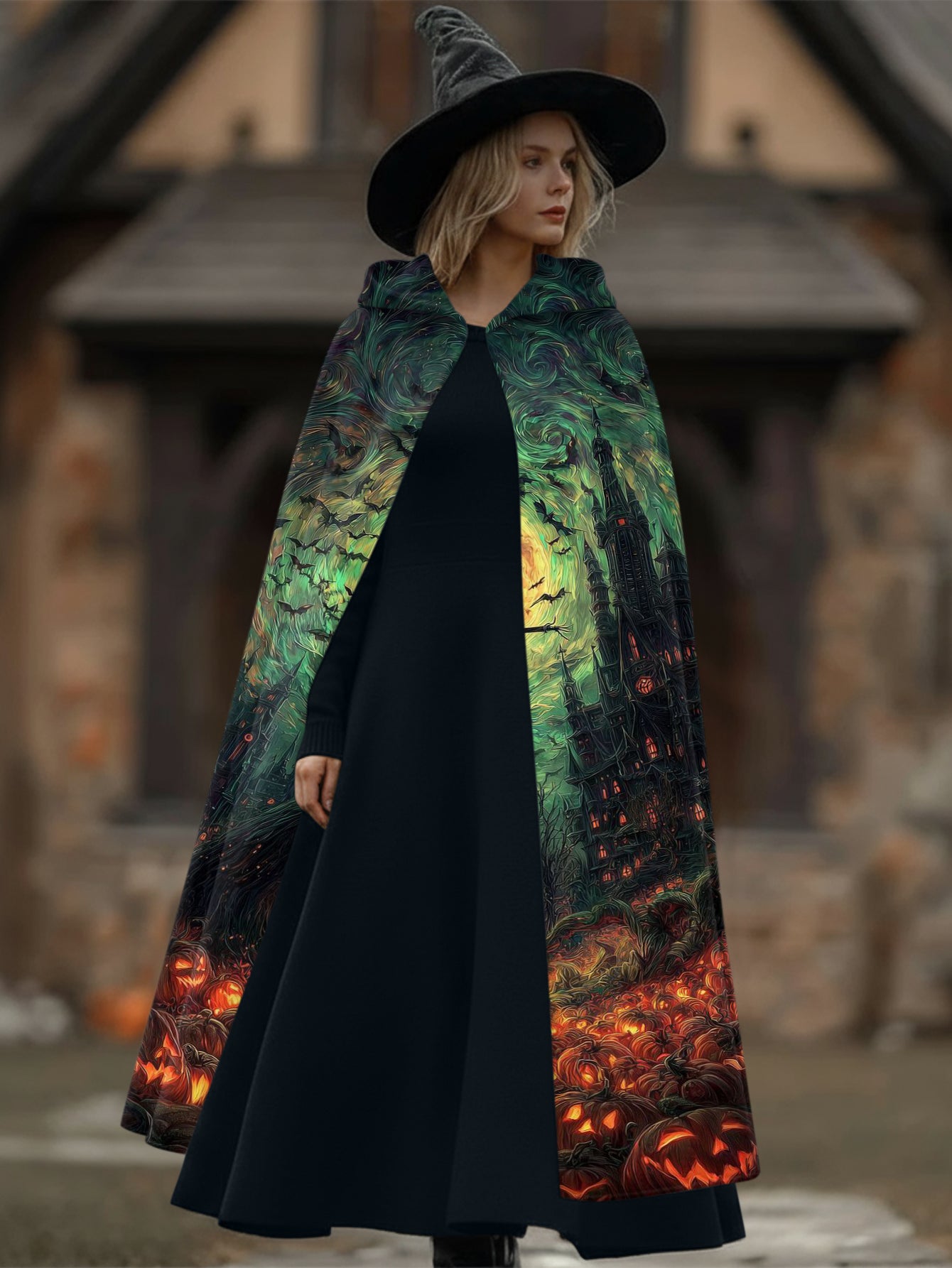 Pumpkin Wizard Print Party Cape