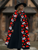 Rose And Skull Print  Cape