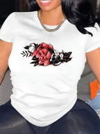 Tropical Daisy Flower Summer Short Sleeve Vacation Casual Print Plus Size T-Shirt Random shipment