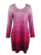 A hem gradient cinched waist print contrasting long-sleeved dress Random shipment