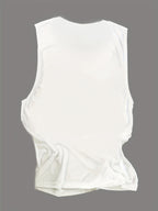 Round neck letter lyrics print women's sleeveless vest Random shipment