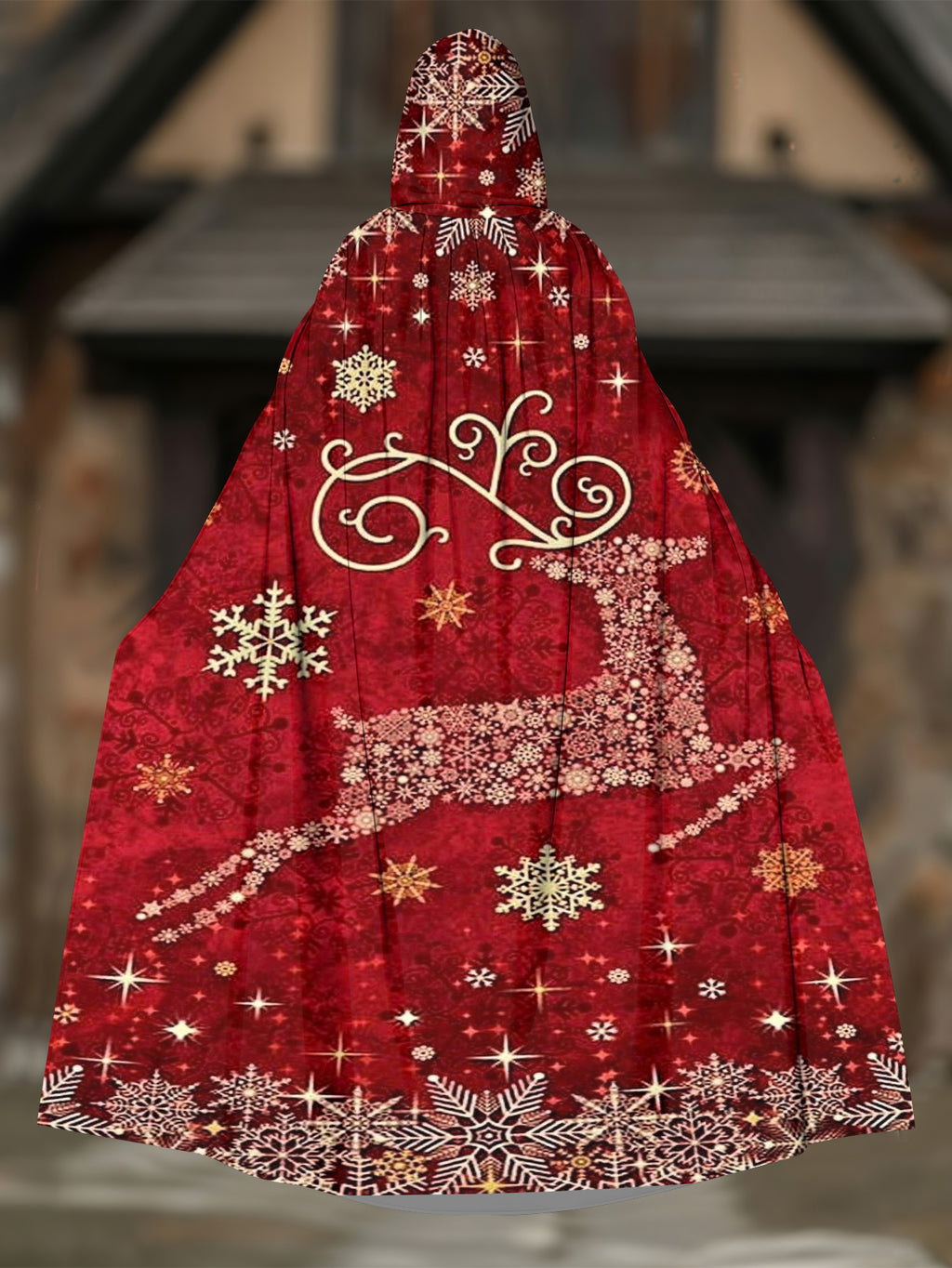 Christmas Elk Pint Hooded Cape