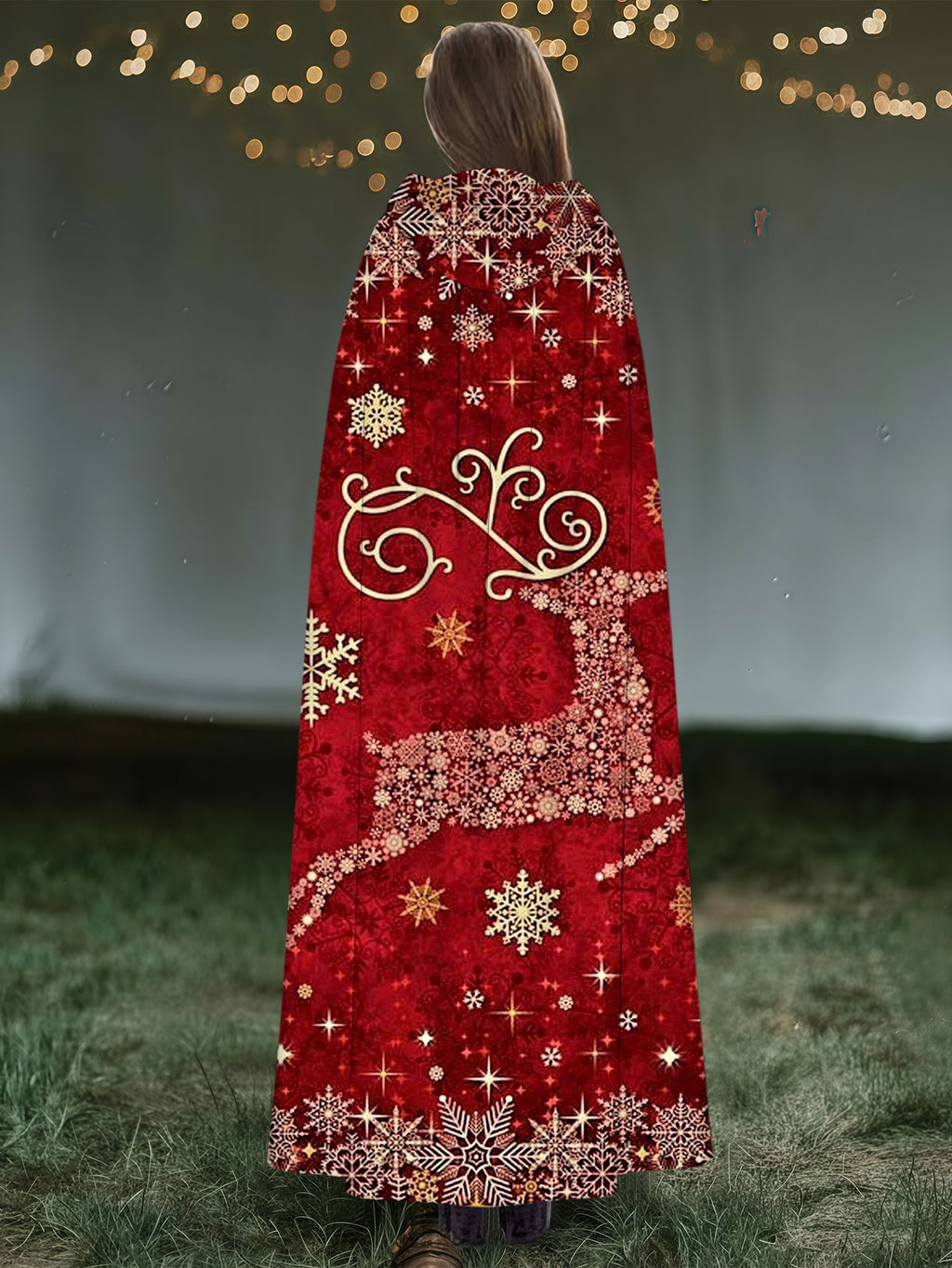 Christmas Elk Pint Hooded Cape