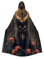 Mysterious Cat Floral Print Cape