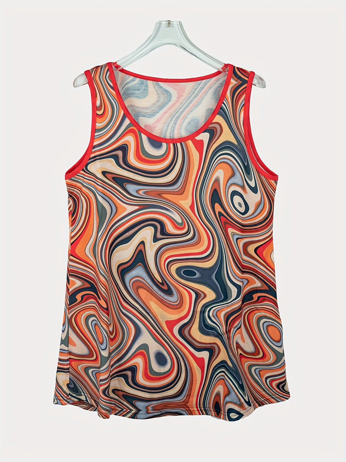 Crewneck casual geometric line rainbow print vest Random shipment