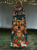 Christmas Puppy Print Hooded Cape