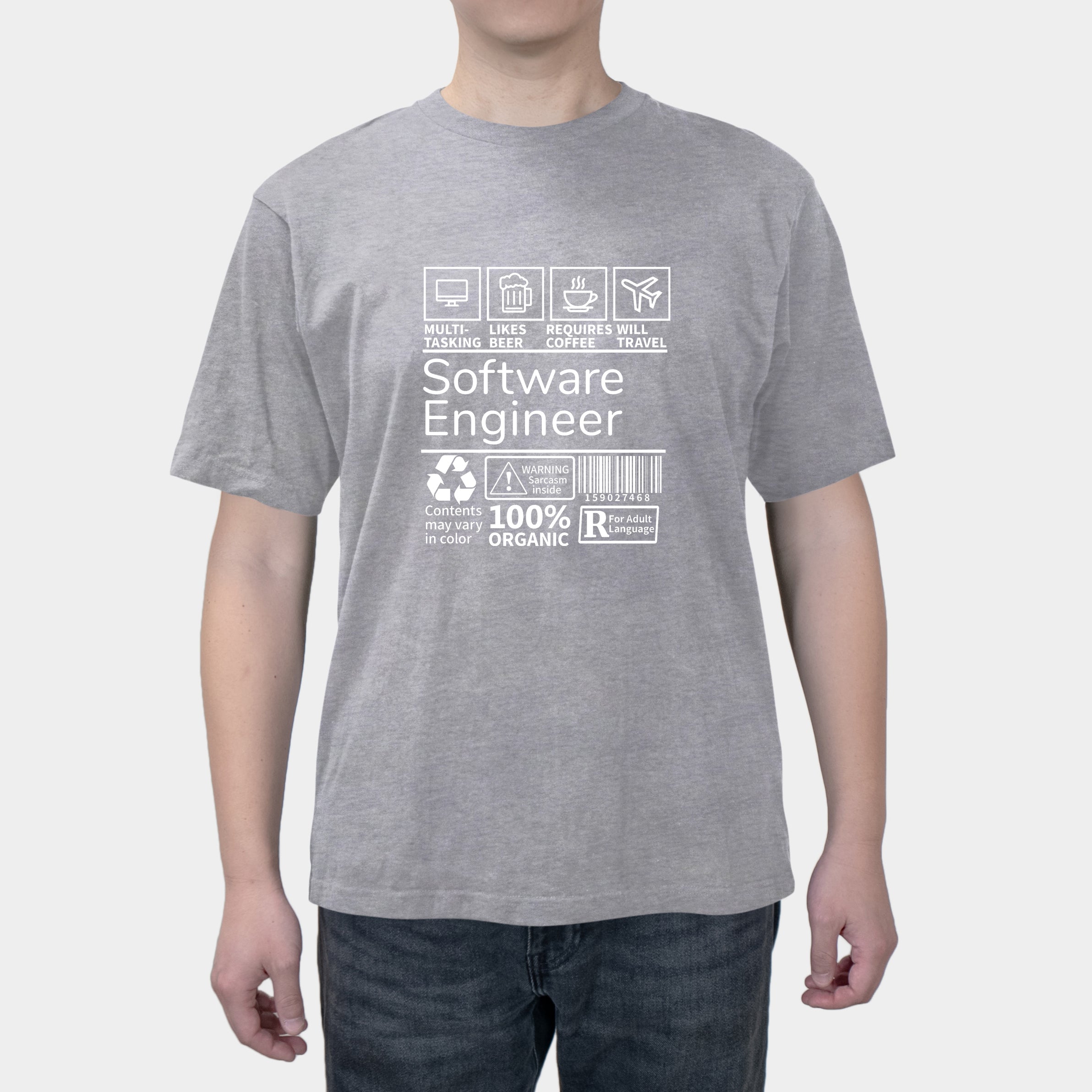 Summer Cotton Round Neck Programmer Geek Print Men's Short Sleeve