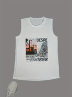 Crewneck monogram landscape print casual vest Random shipment