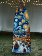 Elegan Hooded Starry Sky Print Cape