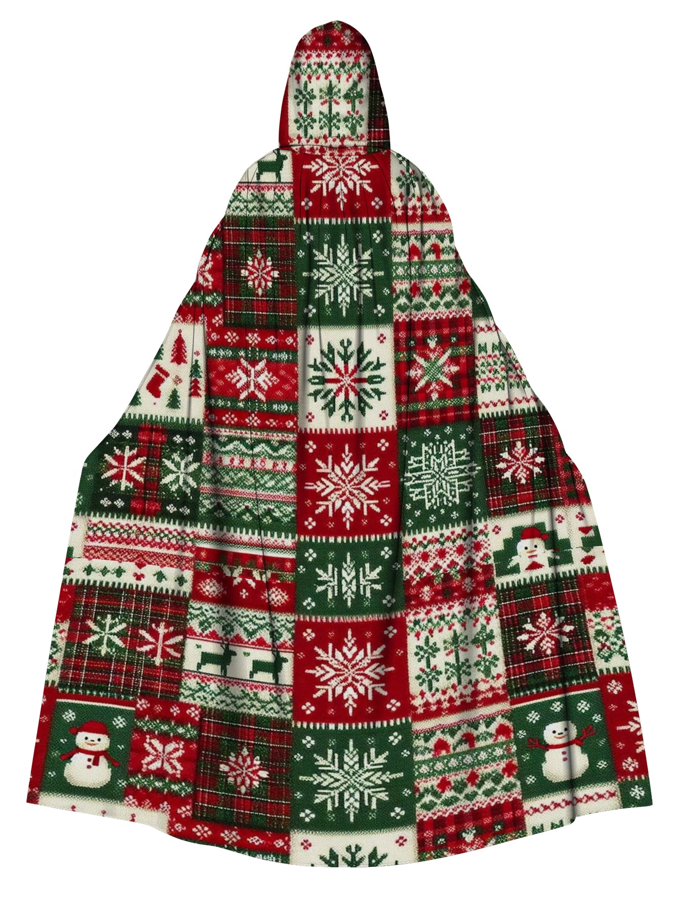 Christmas Fake Hooded Print Cape Cloak