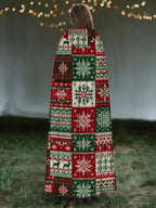 Christmas Fake Hooded Print Cape Cloak