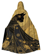 Cat Print Hooded Cartoon Long Cape Cloak
