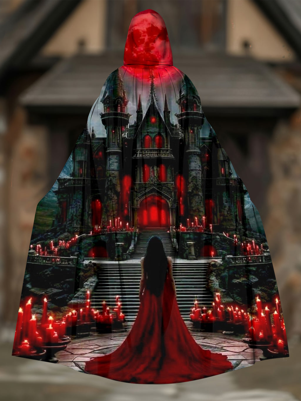 Castle Girl Print Fun Hooded Cloak