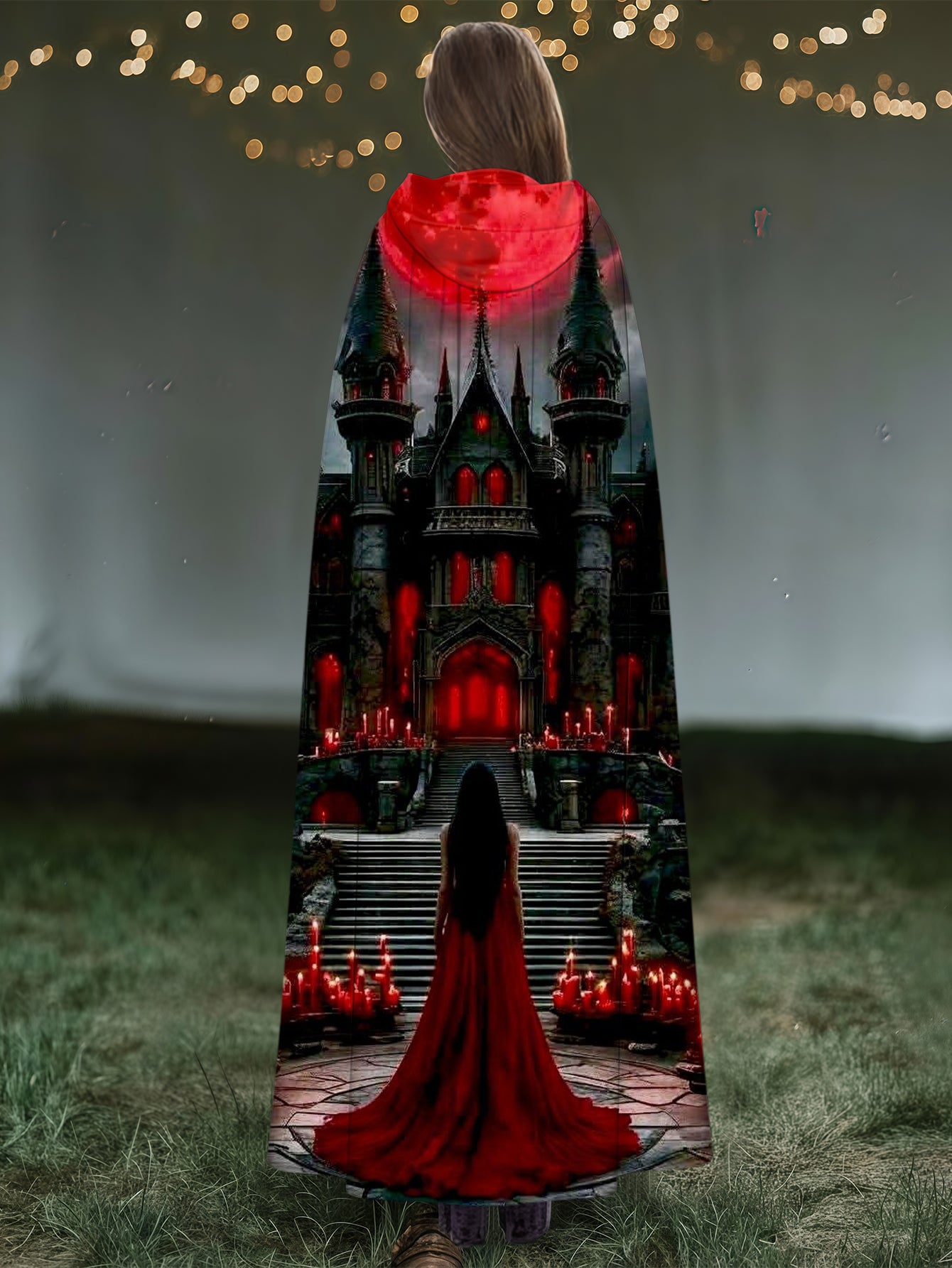 Castle Girl Print Fun Hooded Cloak