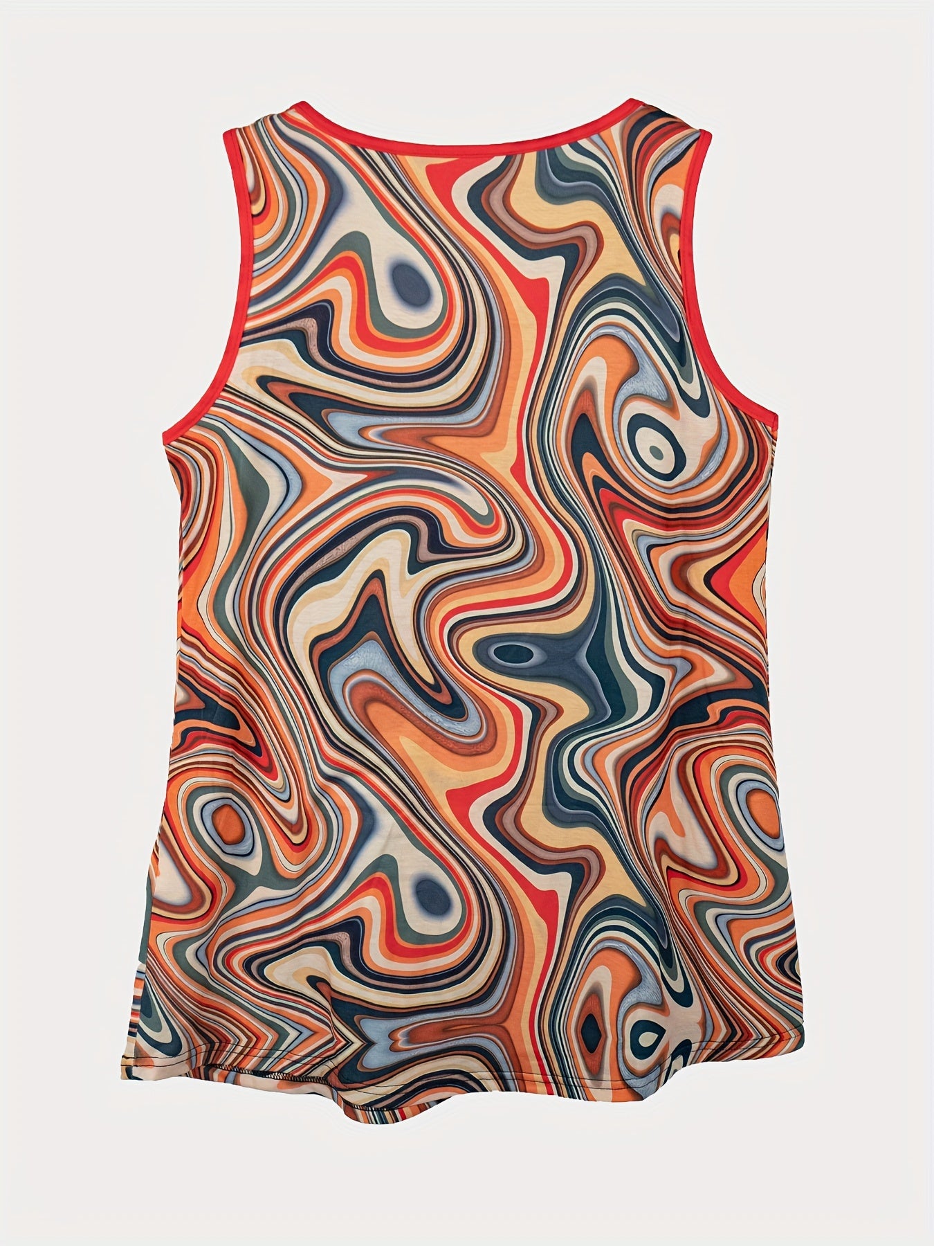 Crewneck casual geometric line rainbow print vest Random shipment