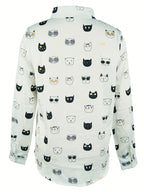 Cute print casual long-sleeved button-down shirt with cute little animals Random shipment